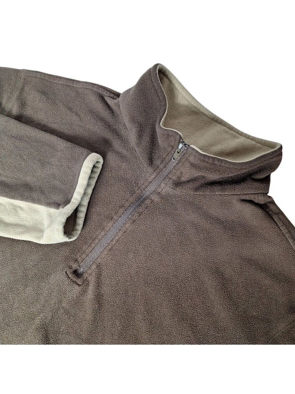 Nordic Track Mens Fleece Pullover Large Brown Tan Quarter Zip